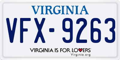 VA license plate VFX9263