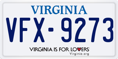 VA license plate VFX9273
