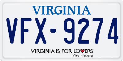 VA license plate VFX9274