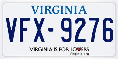 VA license plate VFX9276