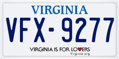 VA license plate VFX9277