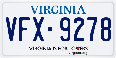 VA license plate VFX9278
