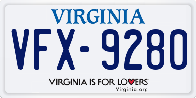 VA license plate VFX9280