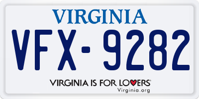 VA license plate VFX9282