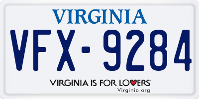VA license plate VFX9284
