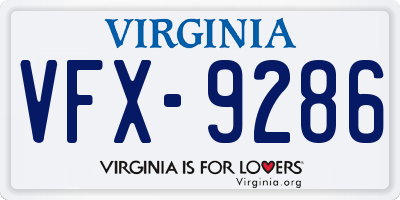 VA license plate VFX9286