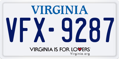 VA license plate VFX9287