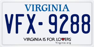 VA license plate VFX9288