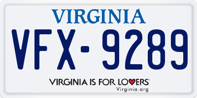 VA license plate VFX9289