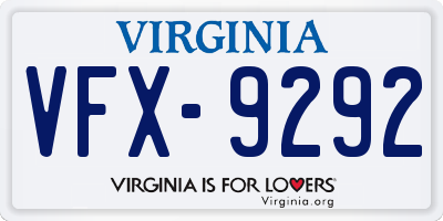 VA license plate VFX9292
