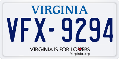 VA license plate VFX9294