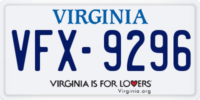 VA license plate VFX9296