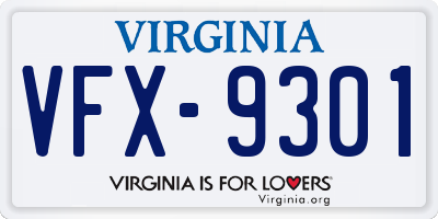 VA license plate VFX9301