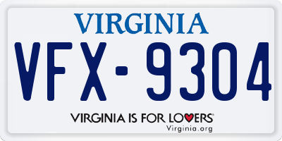 VA license plate VFX9304