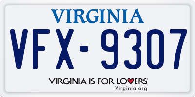 VA license plate VFX9307