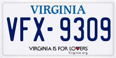 VA license plate VFX9309