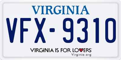 VA license plate VFX9310