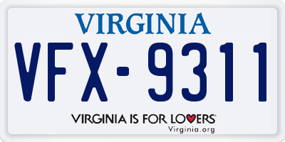 VA license plate VFX9311