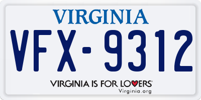 VA license plate VFX9312