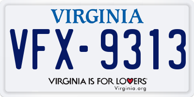 VA license plate VFX9313