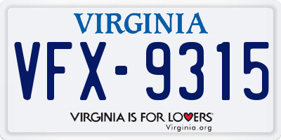 VA license plate VFX9315