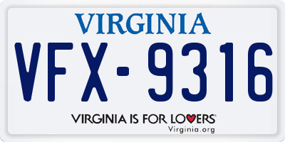VA license plate VFX9316