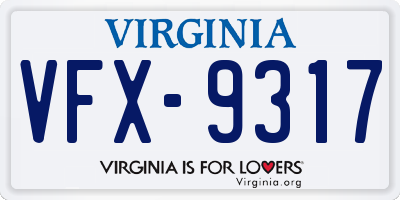 VA license plate VFX9317