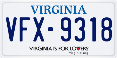 VA license plate VFX9318