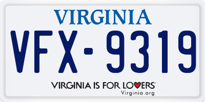 VA license plate VFX9319