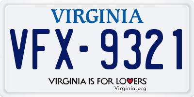 VA license plate VFX9321