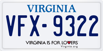 VA license plate VFX9322