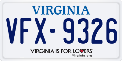 VA license plate VFX9326