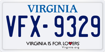 VA license plate VFX9329