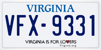 VA license plate VFX9331