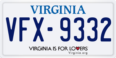 VA license plate VFX9332