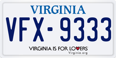 VA license plate VFX9333
