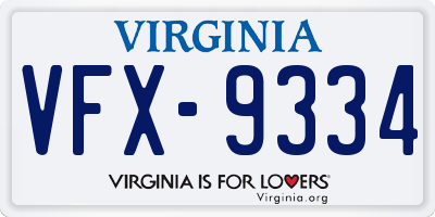 VA license plate VFX9334