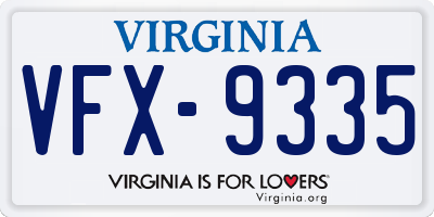 VA license plate VFX9335