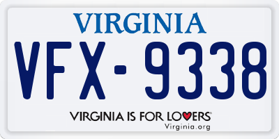 VA license plate VFX9338