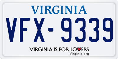 VA license plate VFX9339
