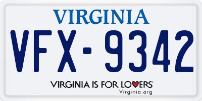 VA license plate VFX9342