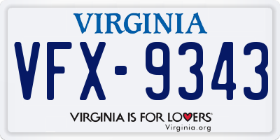 VA license plate VFX9343