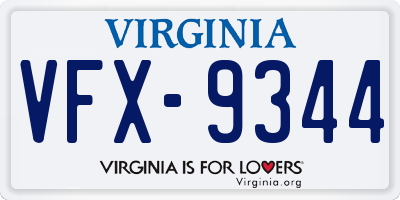 VA license plate VFX9344