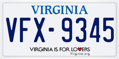 VA license plate VFX9345