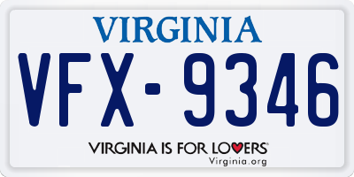 VA license plate VFX9346