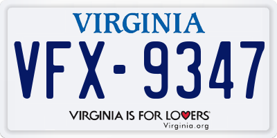 VA license plate VFX9347
