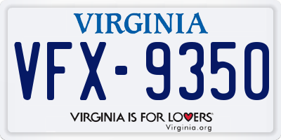 VA license plate VFX9350