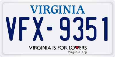 VA license plate VFX9351
