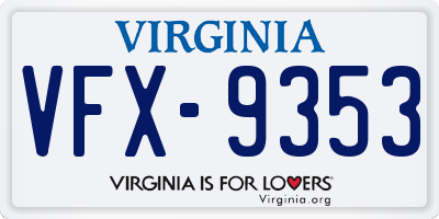 VA license plate VFX9353