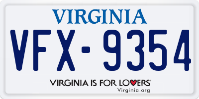 VA license plate VFX9354